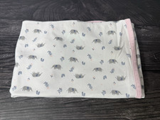 Carters Just One You Pink White Elephant Cotton Knit Baby Blanket EUC