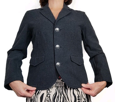    NWT TALBOTS Sz 8/M JACKET BLAZER 100% COTTON Grey CLASSIC OFFICE  VERSATILE 
