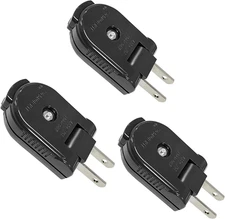 Extension Cord Replacement Male Power Plug, 2 Prong, 125V/10A, Non-Grounding, Id
