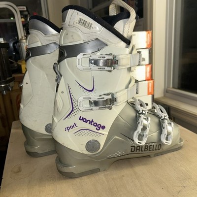 Dalbello Vantage Sport Women's Ski Boots 26.5 White Silver Ratchet Buckle Alpine
