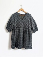 Madewell Marianna Plaid Puff Sleeve Mini Dress Women’s L Green Raglan