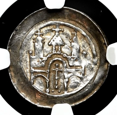 GERMANY, Strassburg. Anonymous Pfennig, 1050-1250, Bishop & Church, NGC AU58