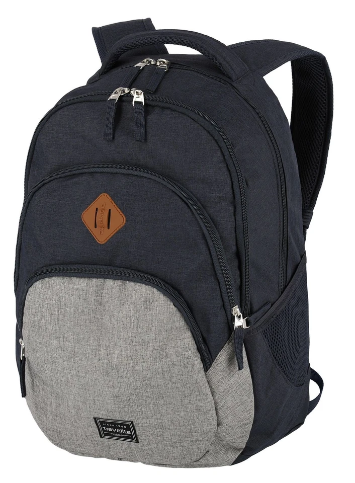 travelite Basic Melange Backpack Rucksack Laptoptasche Tasche Marine / Grey Blau - Bild 2 von 3