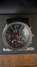 Diesel Limited Edition Mister Cartoon Quartz Black Leather 46mm Watch w/ Box