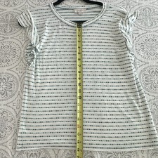LOFT Outlet White Green Striped Short Sleeve Round Neck Pullover T-Shirt S