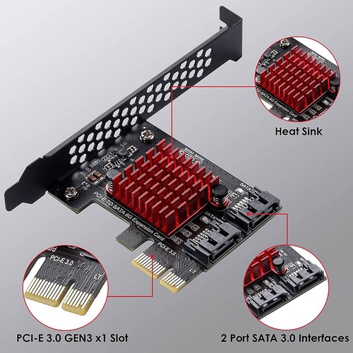 PCIe zu 2 Ports SATA 3.0 6 Gbps SSD Adapter PCI-E PCI Express X1 Controller8572 - Afbeelding 4 van 6