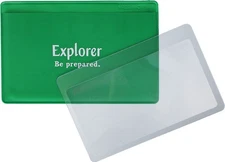 Explorer Clear Credit Card Magnifier Lens w/ Green Plastic Slip Pouch - G0140W