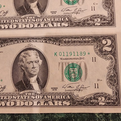 $2 Two Dollar Bills Uncut Currency Sheet - 8 Notes 1976 *Star Notes Dallas Mint - Picture 2 of 5