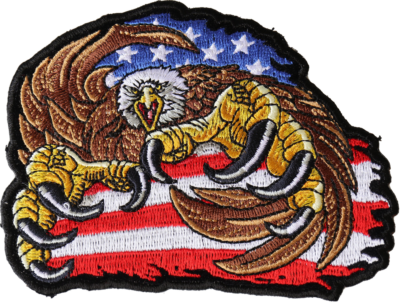 Eagle Patch with giant Talons and American Flag - 4.3x3.5 inch - P6632