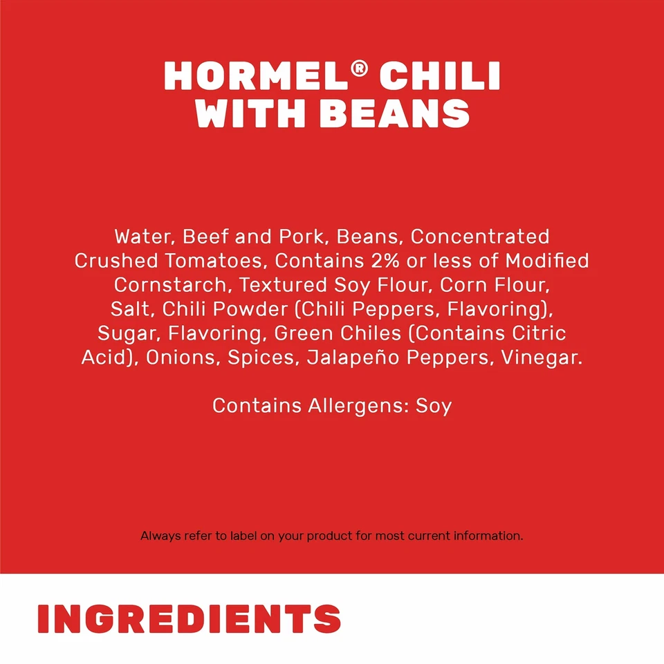 Paquete de 8 latas de chile de carne Hormel Classic de 15 onzas altas en proteínas sin gluten Foto 3 de 4