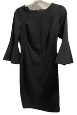 Calvin Klein Dress Size 4 Flutter Sleeve Zipper Classic Feminine Basic Black