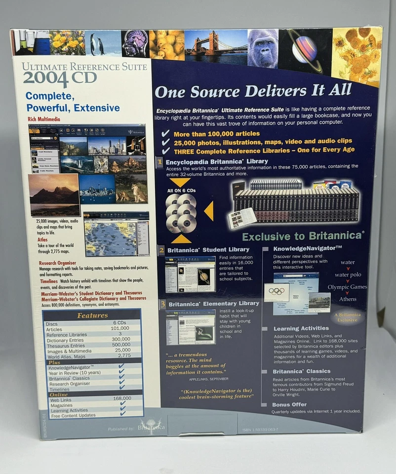 ENCYCLOPEDIA BRITANNICA 2004 Ultimate Reference Suite CD Brand New Free Post - image 2 of 3