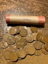 1949-D LINCOLN WHEAT CENT PENNY ROLL, nice condition