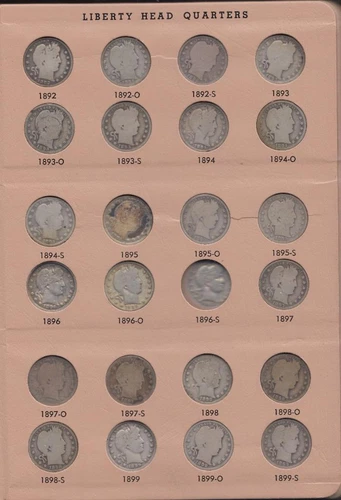 REDUCED!! NEARLY COMPLETE BARBER QUARTERS SET 1892-1916 PDOS AG-VG (MISSING 3)