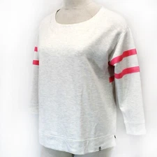 TALBOTS Plus Light Gray Crew Neck Pink Stripe TOP Blouse SWEATSHIRT 0X