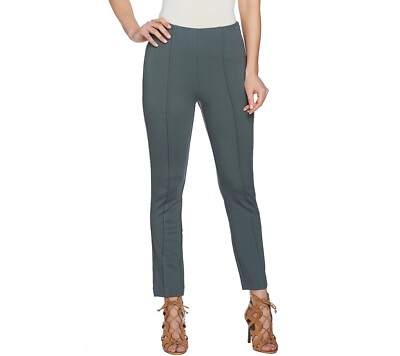 Womens 16 Side Zip Ankle Pants Olive Green Ponte Knit