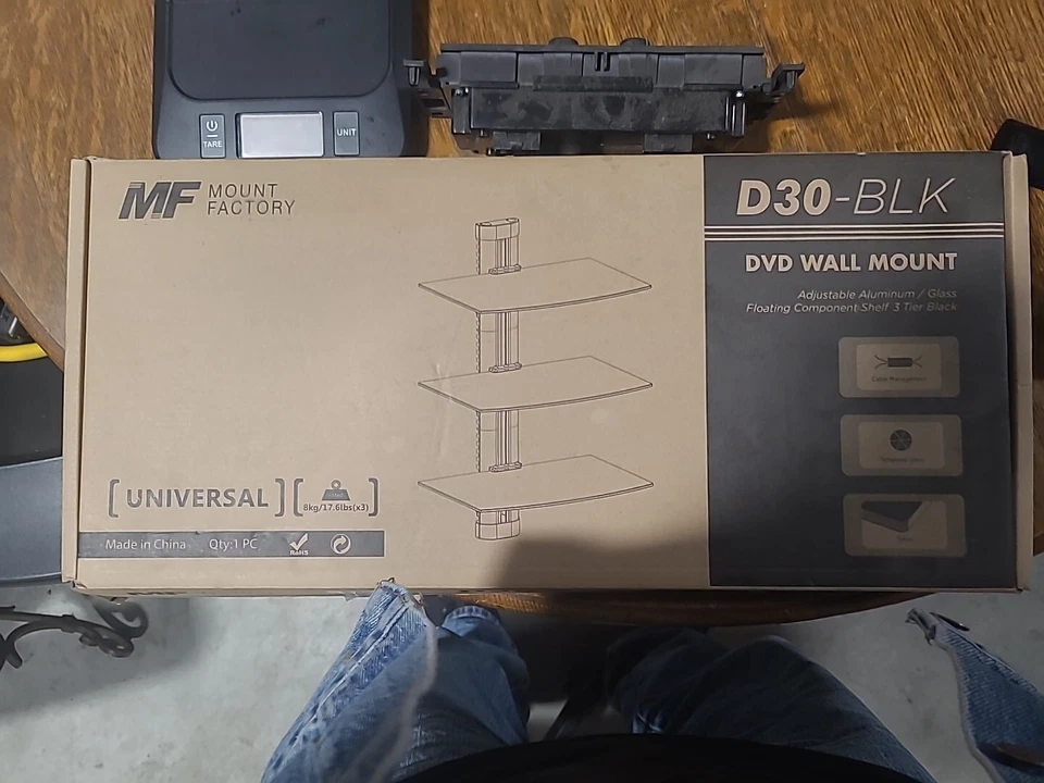 Floating Wall Mounted Shelf with Strengthened Tempered Glasses for DVD TV 3 - Image 3 of 4