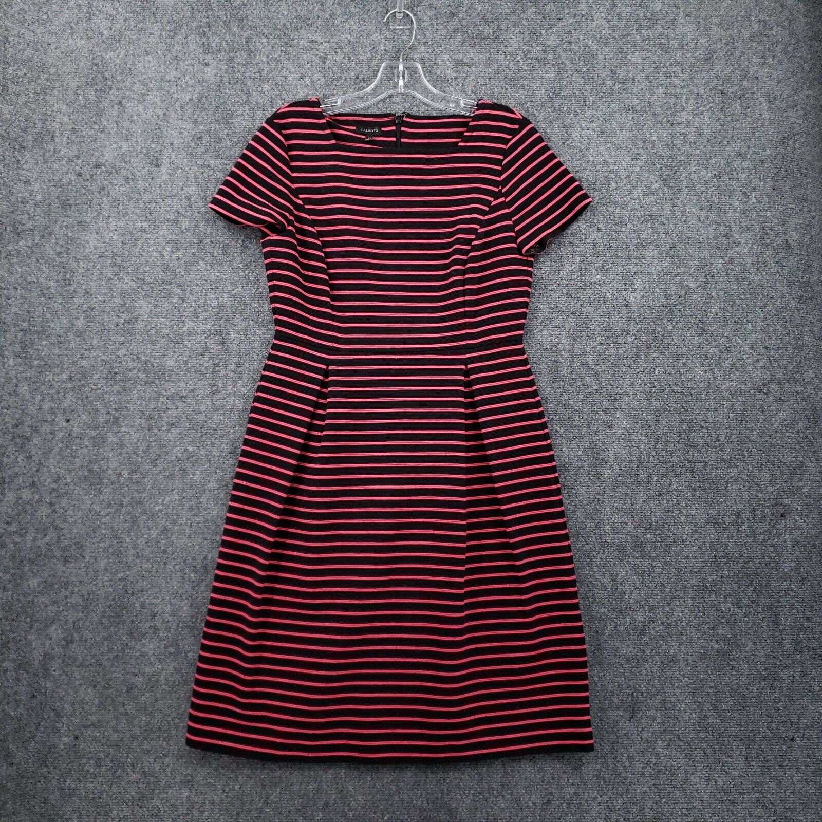 Talbots Dress Women 2 Black Pink A-Line Striped S… - image 1