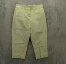 Counterparts Crop Pants Women's 4P Light Yellow Solid Color Stretch Mid-Rise