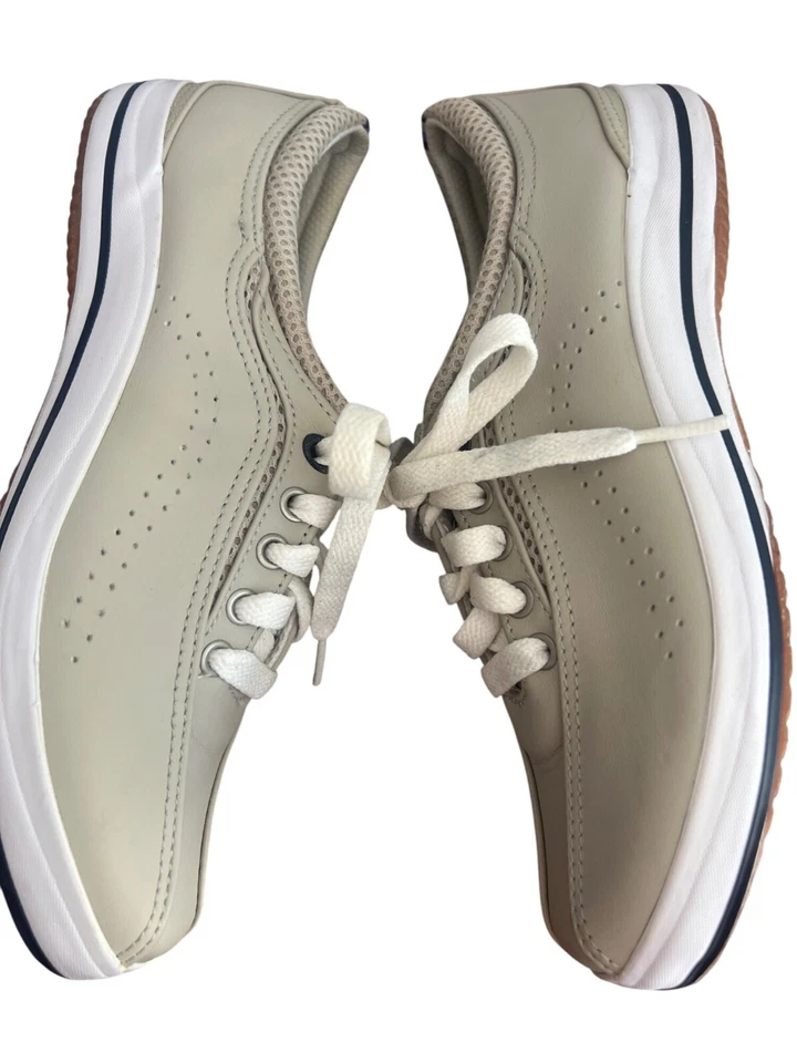 Keds Beige Leather Lace-Up Oxford Sneakers Tan Tennis Shoes Sz 6.5 - Image 3 of 4