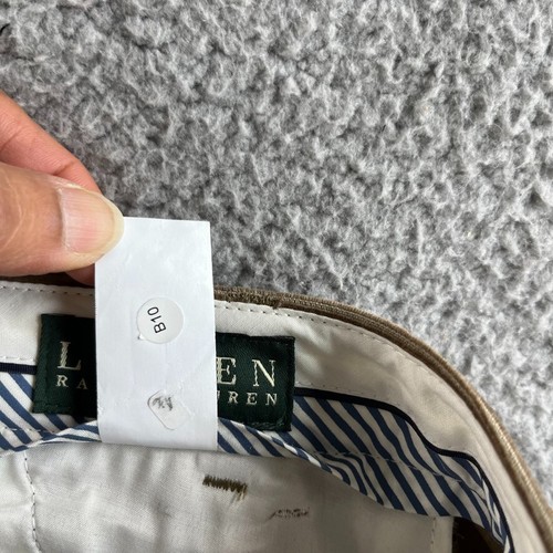 NUOVO Lauren Ralph Lauren pantaloni uomo 42x32 marrone chino velluto a coste dritto plissettato - Foto 11 di 16
