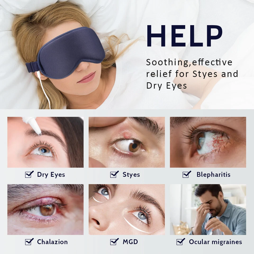 3D Electric Heated Eye Mask Pad, Warm Compress For Puffy Eyes Dry Eye Relax Eye - Image 4 of 4