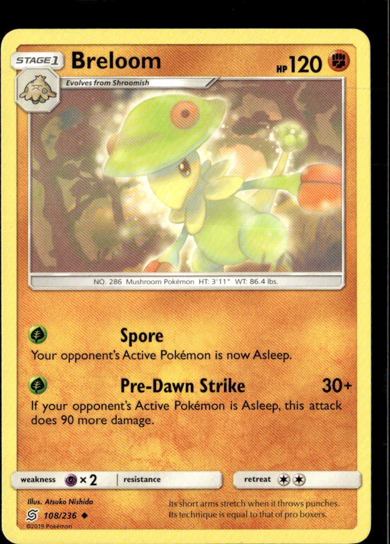 Pokemon Breloom 108/236 Unified Minds Non Holo Uncommon 2 Card Lot