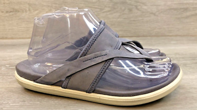 Ecco Simpil  Women's Sandals US 8.5 Gray Leather Slip-On Flip Flop Thong Shoes