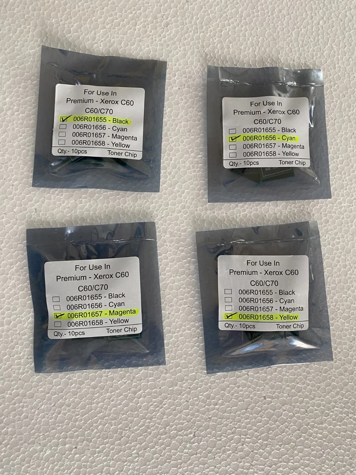 10 jeux de puce de toner (006R01655/58) pour Xerox C60/70 CMJN - Photo 2/3