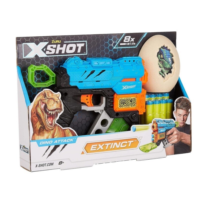 X-Shot Dino Attack Extinct Foam Dart Blaster Zuru Toy Gun 8 Darts