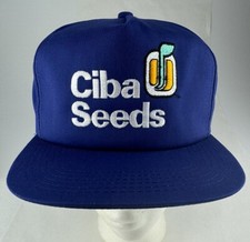 Ciba Seeds SnapBack Trucker Hat Cap K Products USA Blue Vintage