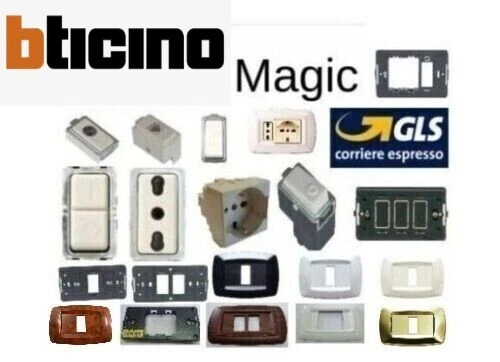 MARLANVIL-MASTER-BTICINO SERIE FRUTTI BTICINO MAGIC COMPATIBILE PRESA INTERRUTTORE PULSANTE PLACCA SCHUKO