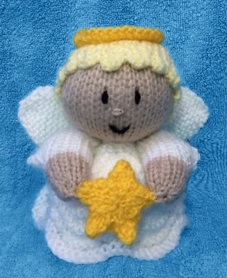 PATRÓN DE TEJIDO - Christmas Starlight Angel Choque Cubierta Naranja / 14cms Juguete Estrella