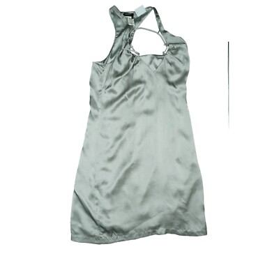 Miss Sixty Evening Dress Pencil Party Silk Size L Sexy Gray Silver Sparkle NEW