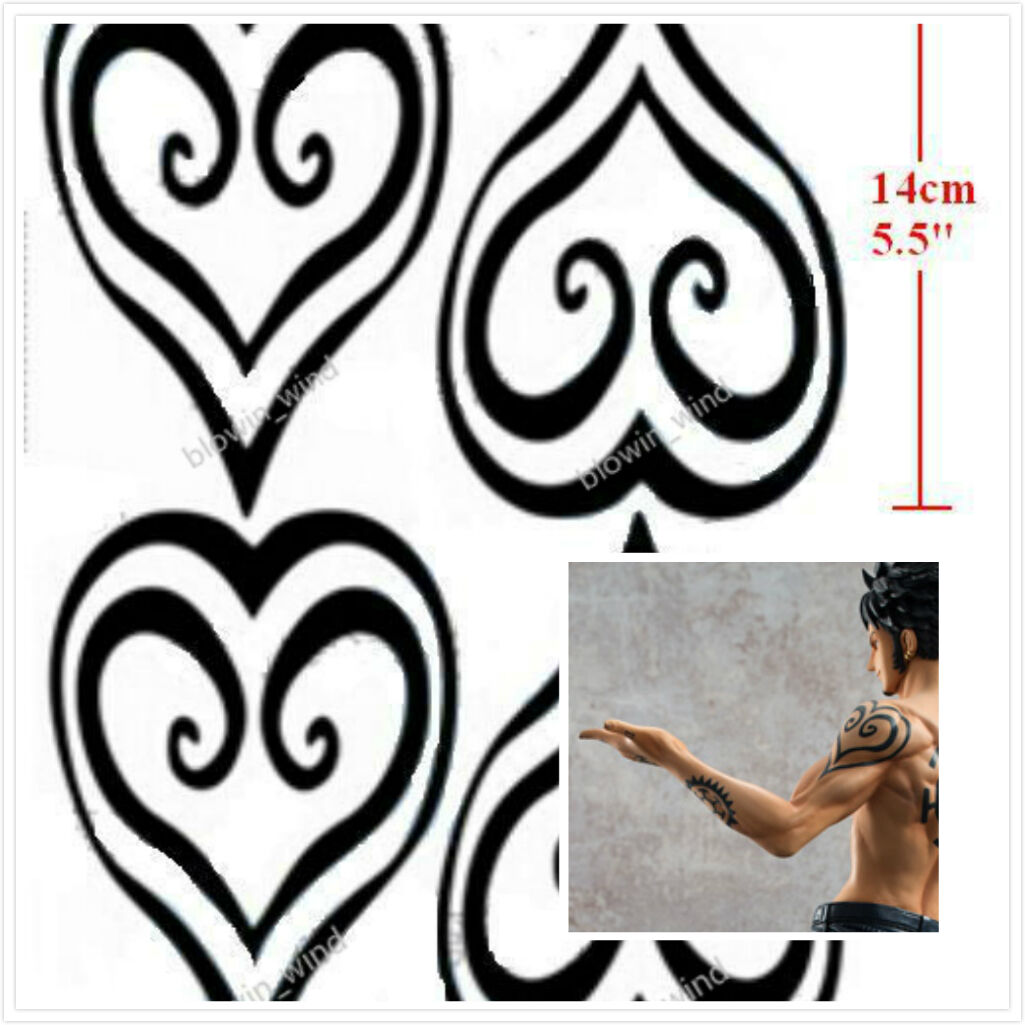  4pcs/set Trafalgar Law Tattoo Anime Cosplay Heart Temporary  Tattoos Costume Accessories Sticker : Beauty & Personal Care