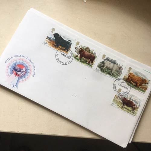 GB STAMPS FDC FIRST DAY COVER 1984 CATTLE 6 MARCH 1984 Rotherham PMK Unaddressed