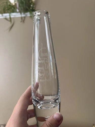 Vintage Steuben Crystal Bud Vase With Engraving