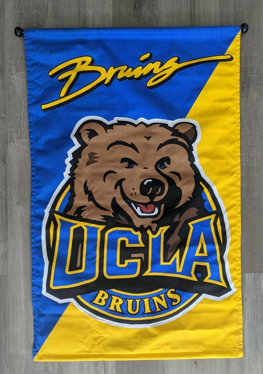UCLA Bruins Bear Mascot Logo Cloth Wall Banner Wood Hanging Rod Large 28x44  | eBay