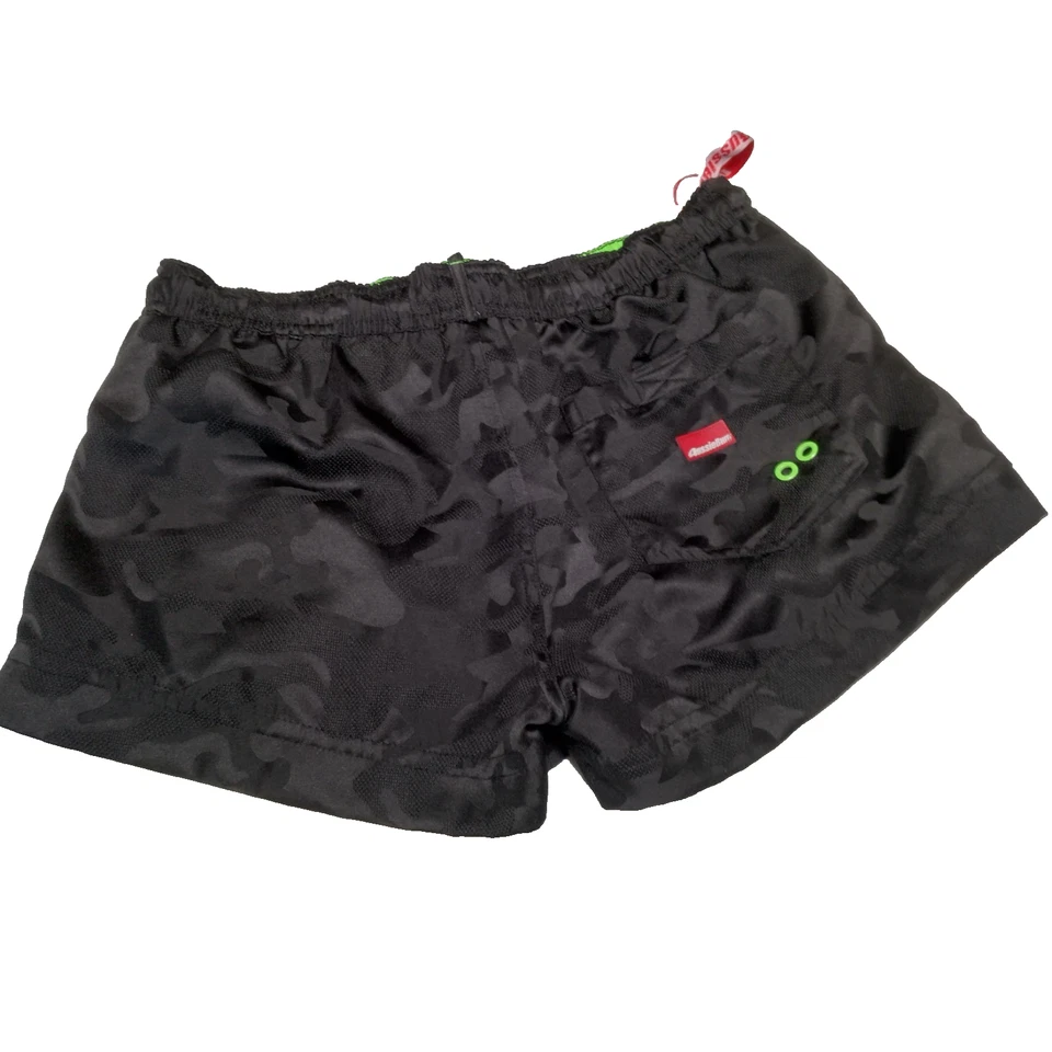 AussieBum Swim Trunk Shorts Men Small Line Black 2 Tone Camo Neon Green - Image 2 of 4