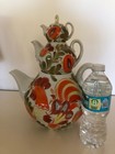 1970's USSR Ukraine Hand-decorated Set of 3 Rooster/Floral Ceramic Tea Pots MINT — photo 4