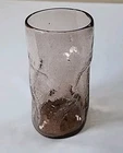 Blenko Hand Blown Purple Pinched Crackle Glass Drinking Tumbler (01)