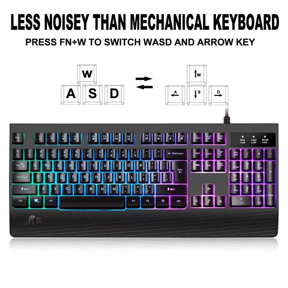 Rii Gaming Wired Keyboard 3 in 1 - Rainbow Backlit Keyboard + mouse + mouse pad - Image 4 of 4