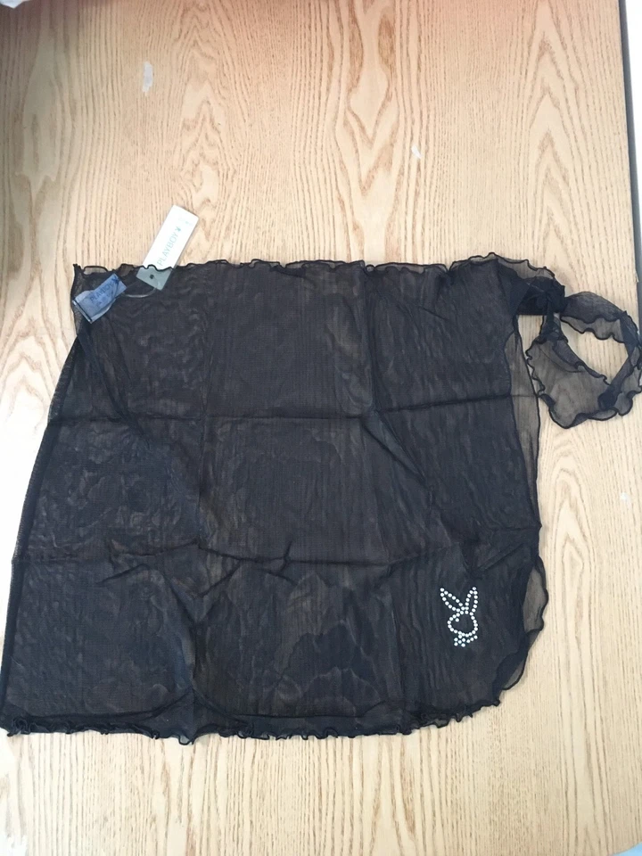 Nuevo Para Mujer Vintage Playboy Sarong Encubrimiento con Estrás Negro Grande/XL Foto 2 de 4