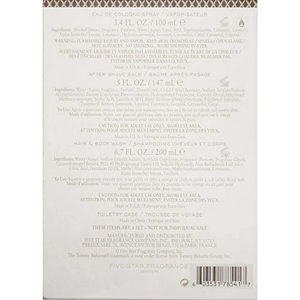 Tommy Bahama COMPASS 男士礼品套装 4 件套;EDC 3.4 盎司。 A/S 5.0 盎司;6.7 盎司黑白 — 第 2/3 张图片