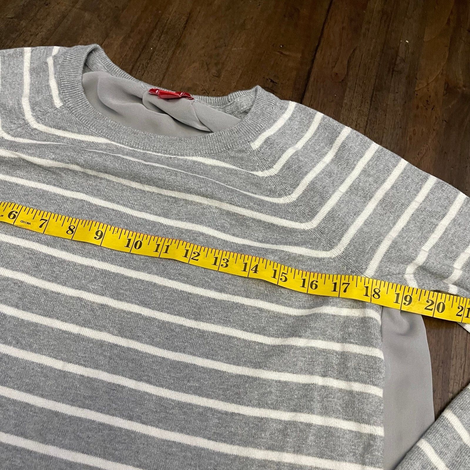 Elle Solid Back Stripes Front Lightweight Sweater - image 6