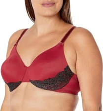 OLGA Luxury Lift Full Figure Underwire Bra 35063 Red w/ Black Lace 40C NWT