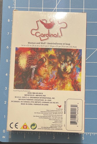 1000 Piece Cardinal Jigsaw Puzzle Sealed 14in x 22in Woman And Wolf New in Box - Picture 2 of 6