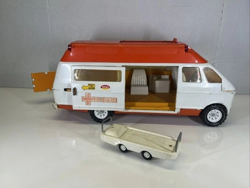 Vintage TONKA Pressed Steel Ambulance Rescue Vehicle Van Truck 1970s