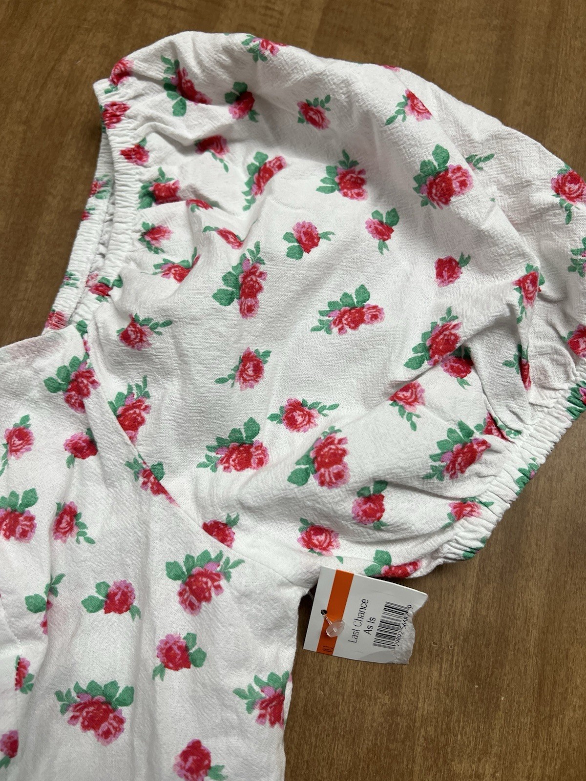 Vero Moda White with Pink Roses Smocked Blouse - XS