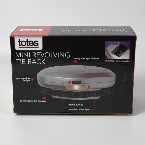 NEW Totes Mini Revolving Tie Rack Holds 30 Ties Built in Light, Wall Mountable - Picture 2 of 4